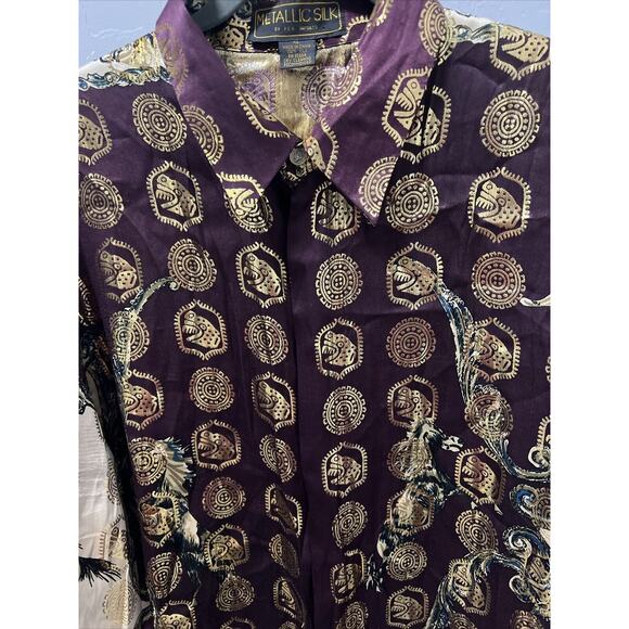 Metallic Silk by P.E.K imports Cowboy Horses Multi Color size Mens XL VINTAGE - Picture 7 of 16